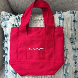 MAC Cosmetics Bright Red Canvas Tote with Front Pocket